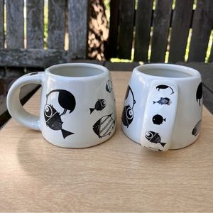 The Treasure Chest Vintage 1998 Mimbres Fish Mug Design #215 Set Of 2